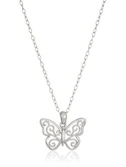 Sterling Silver Filigree Pendant Necklace, 18"