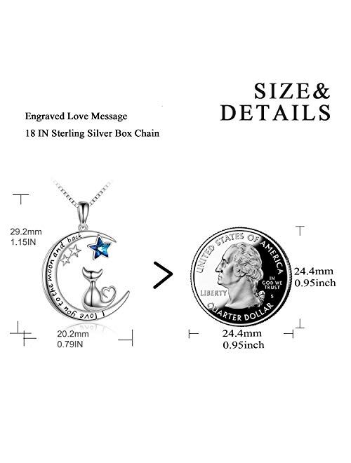 AOBOCO Inspirational Jewelry Gifts Sterling Silver Girls Animals On the Moon Pendant Neklcaces