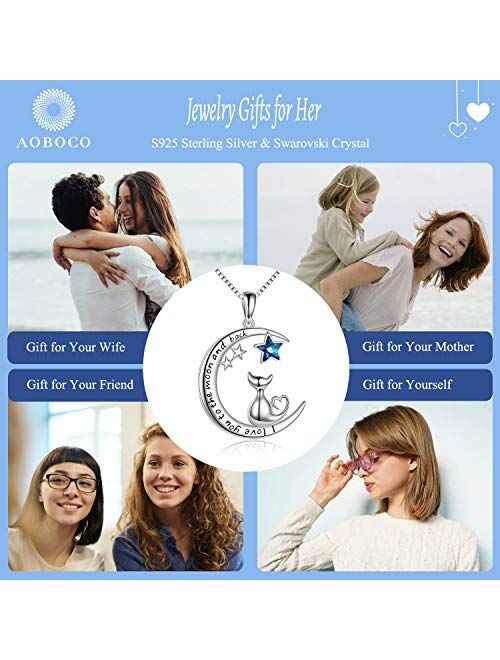 AOBOCO Inspirational Jewelry Gifts Sterling Silver Girls Animals On the Moon Pendant Neklcaces