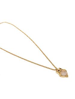 Into The Woods Owl Gold Plated Charm Pendant Necklace Cream