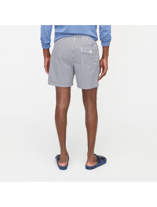 J.Crew 6" swim trunk in gingham seersucker