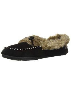 Women's Cozy Faux Fur Moc Slipper with memory foam and plush suede upper