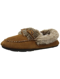 Women's Cozy Faux Fur Moc Slipper with memory foam and plush suede upper