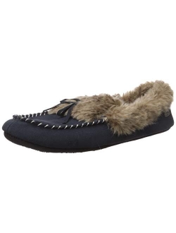 Women's Cozy Faux Fur Moc Slipper with memory foam and plush suede upper