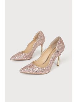 Jewel by Badgley Mischka Riley II Rose Glitter Pointed-Toe Pumps