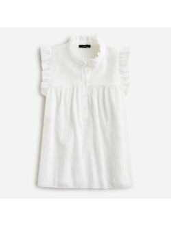 Smocked ruffle gauze top