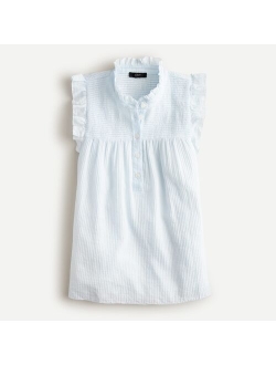 Smocked ruffle gauze top