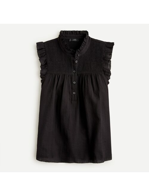 J.Crew Smocked ruffle gauze top