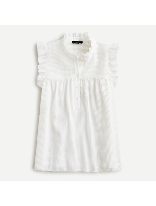 J.Crew Smocked ruffle gauze top