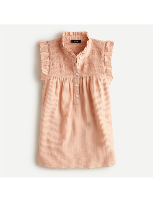 J.Crew Smocked ruffle gauze top