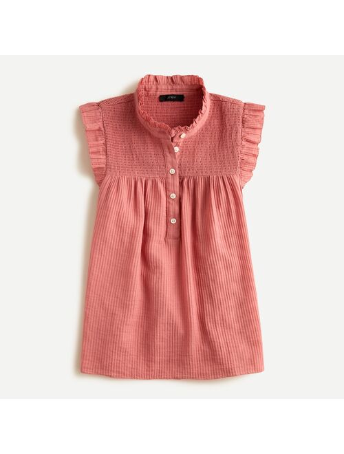 J.Crew Smocked ruffle gauze top