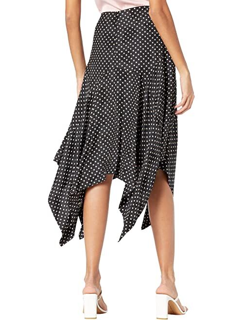 BCBG Printed Floral Jacquard Asymmetrical Hem Skirt