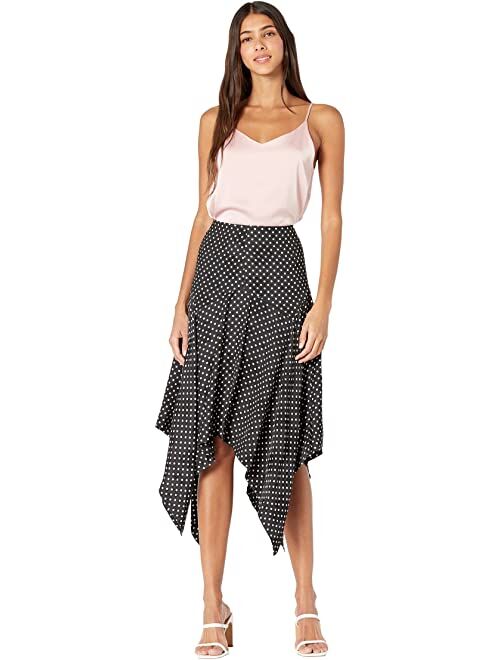 BCBG Printed Floral Jacquard Asymmetrical Hem Skirt