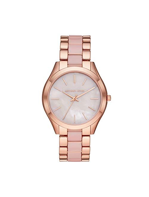 Michael Kors Unisex Slim Runway Rose Gold-Tone Stainless Steel Bracelet Watch 42mm MK3197