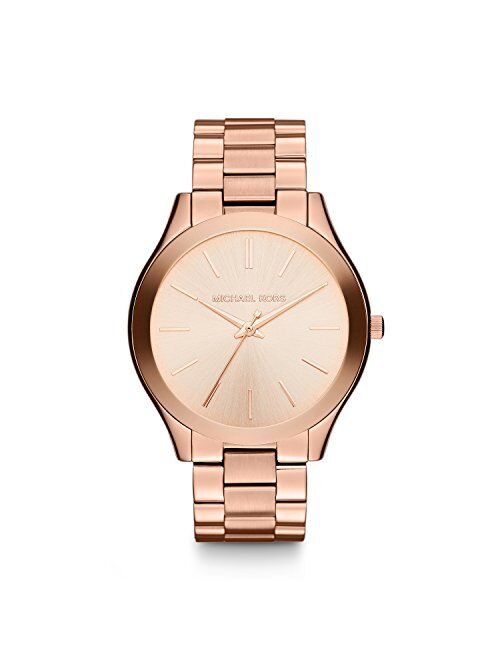 Michael Kors Unisex Slim Runway Rose Gold-Tone Stainless Steel Bracelet Watch 42mm MK3197