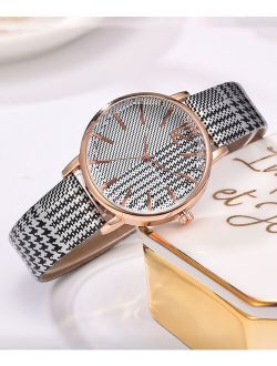 Don't AsK White & Rose Goldtone Houndstooth Bracelet Watch