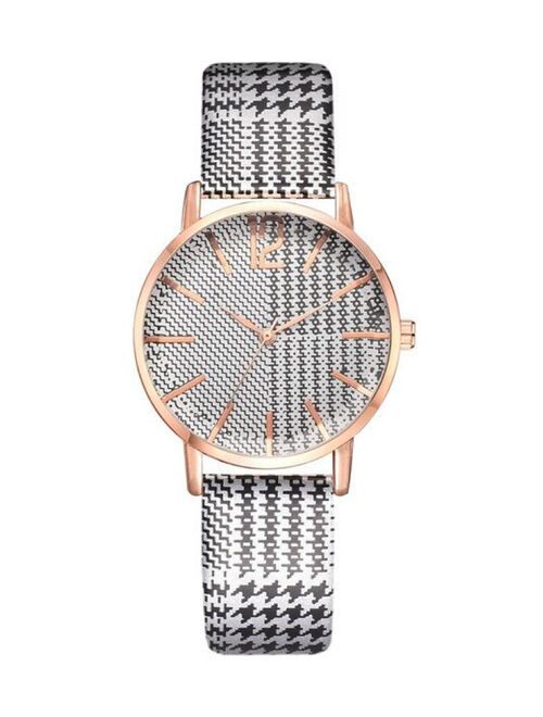 Don't AsK White & Rose Goldtone Houndstooth Bracelet Watch