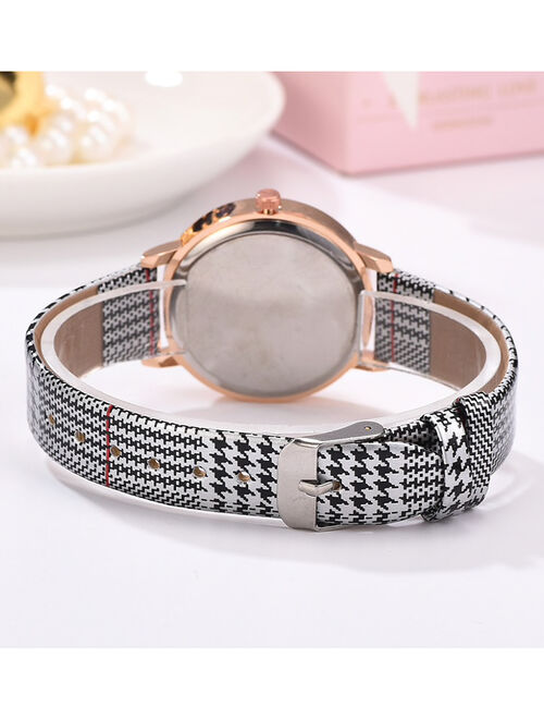 Don't AsK White & Rose Goldtone Houndstooth Bracelet Watch