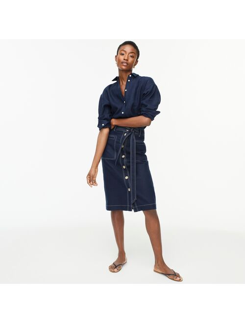 J.Crew Button-front skirt in stretch linen