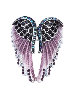 Women's Guardian Angel Wing Brooch Pins & Pendants 2 in 1 - Scarf Holders - 2 x 1 Inchs - Lead & Nickle Free - Crystal & Enamel