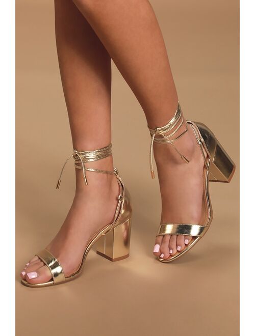 Lulus Kaira Beige Lace-Up Heels