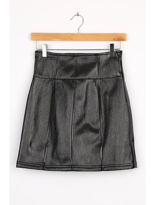 Free People Holding Onto A Dream Black Coated Mini Skirt