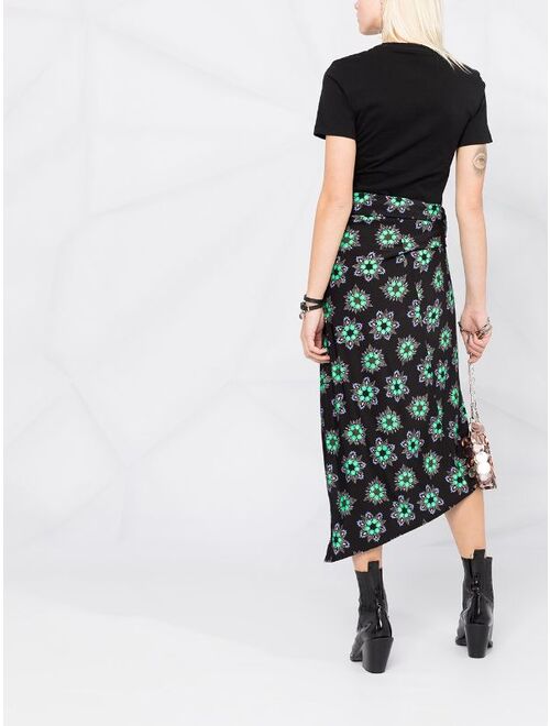 Paco Rabanne floral print asymmetric skirt