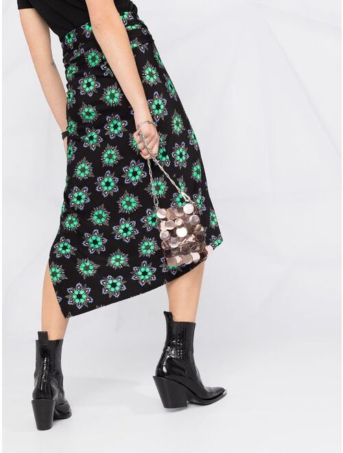 Paco Rabanne floral print asymmetric skirt