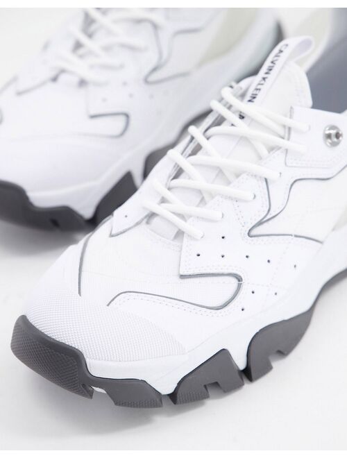 Calvin Klein chunky sneakers in white with gray sole