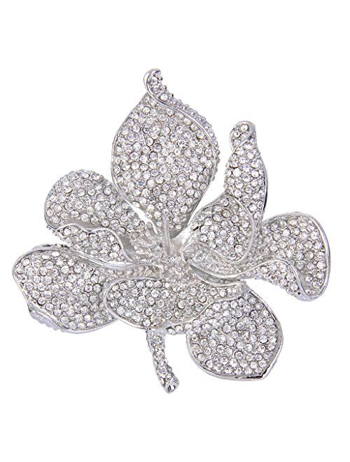 EVER FAITH Women's Austrian Crystal Orchid Flower Petal Brooch