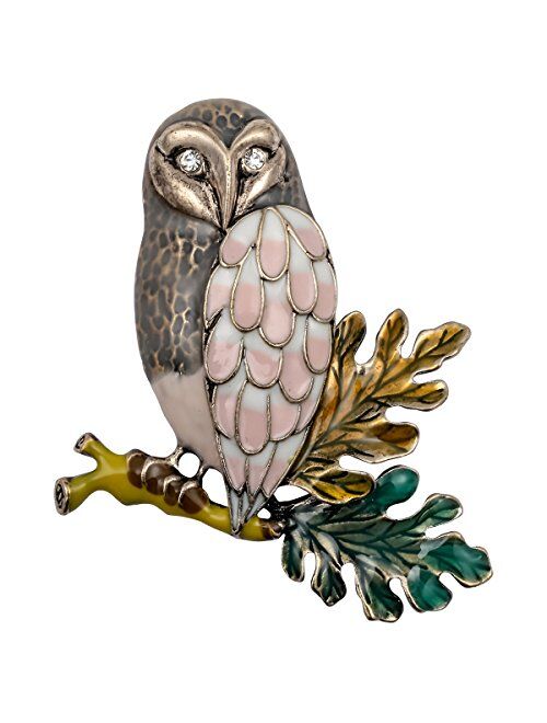 Hiddeston Enamel Fleck Owl Brooch Pin Bird Halloween Accessories Costume Creepy Animal Jewelry for Women Her