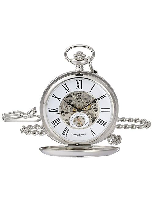 Charles-Hubert Paris Charles-Hubert, Paris 3973-W Classic Collection Analog Display Mechanical Hand Wind Pocket Watch