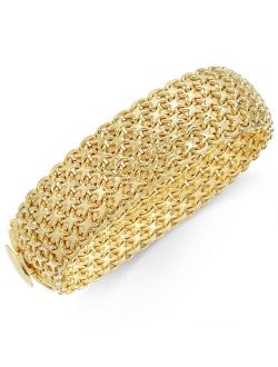 Italian Gold Wide Mesh Link & Chain Bracelet in 14k Gold