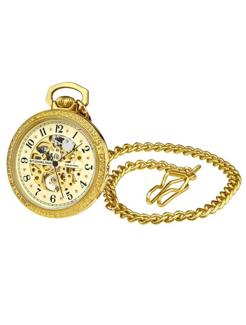 Stuhrling Women's Gold Tone Stainless Steel Chain Pocket Watch 48mm