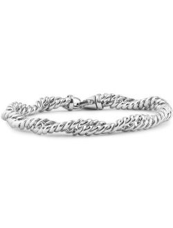 Pompeii3 14K White Gold Classic Italian High Polished Twisted Link Bracelet 7.5"