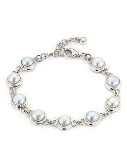 Samuel B. Collection Pearl & Sterling Silver Round Station Bracelet