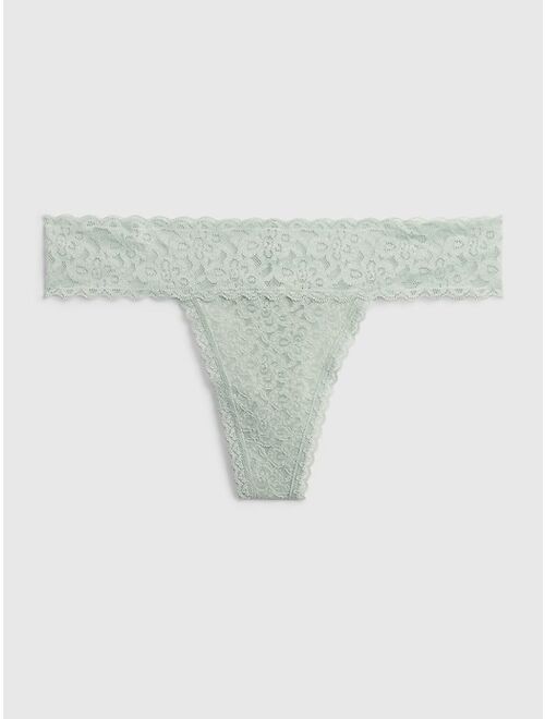 GAP Sheer Thong Cotton Underwear For Women With Lace Trim And Scalloped Hem