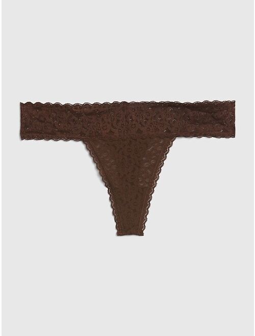 GAP Sheer Thong Cotton Underwear For Women With Lace Trim And Scalloped Hem