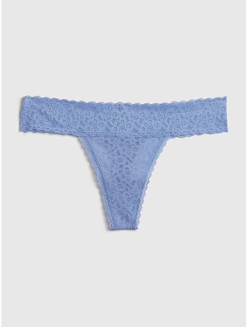 GAP Sheer Thong Cotton Underwear For Women With Lace Trim And Scalloped Hem