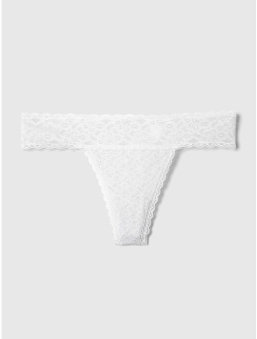 GAP Sheer Thong Cotton Underwear For Women With Lace Trim And Scalloped Hem