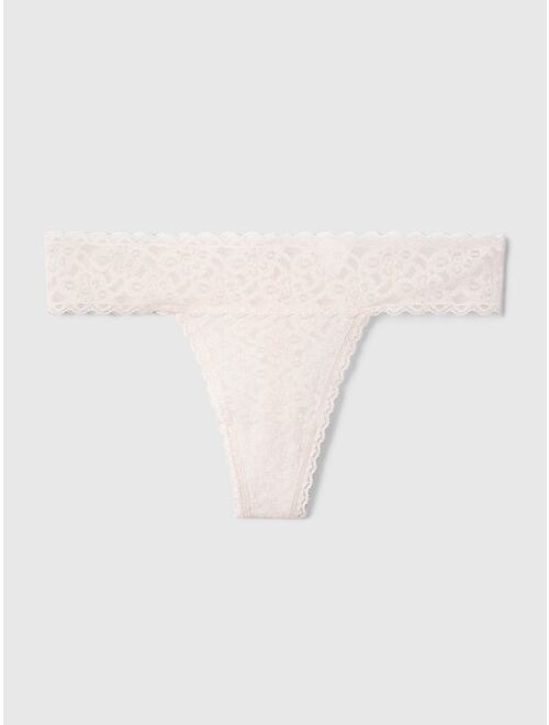 GAP Sheer Thong Cotton Underwear For Women With Lace Trim And Scalloped Hem