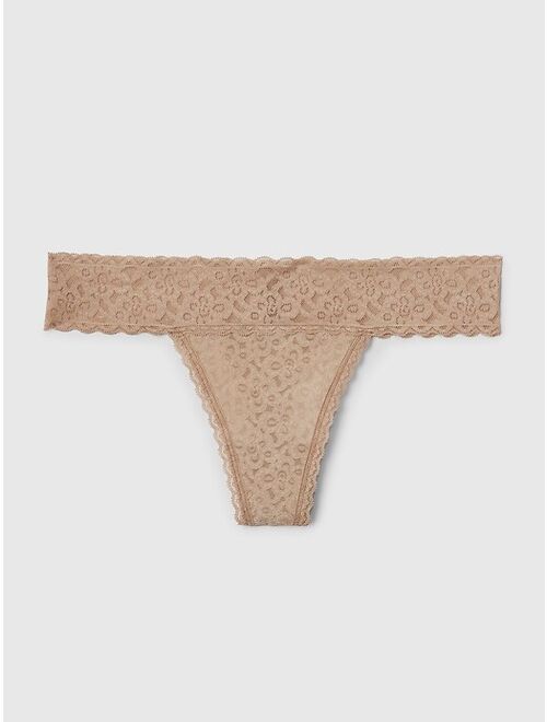 GAP Sheer Thong Cotton Underwear For Women With Lace Trim And Scalloped Hem