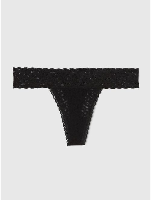 GAP Sheer Thong Cotton Underwear For Women With Lace Trim And Scalloped Hem