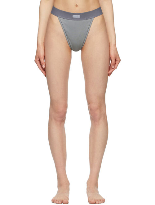 SKIMS Grey Cotton Rib Thong