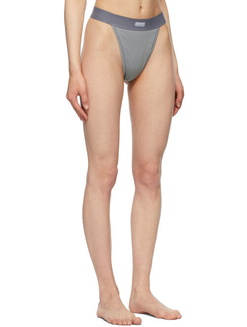 SKIMS Grey Cotton Rib Thong