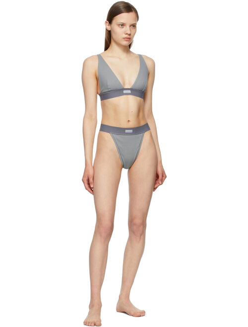 SKIMS Grey Cotton Rib Thong