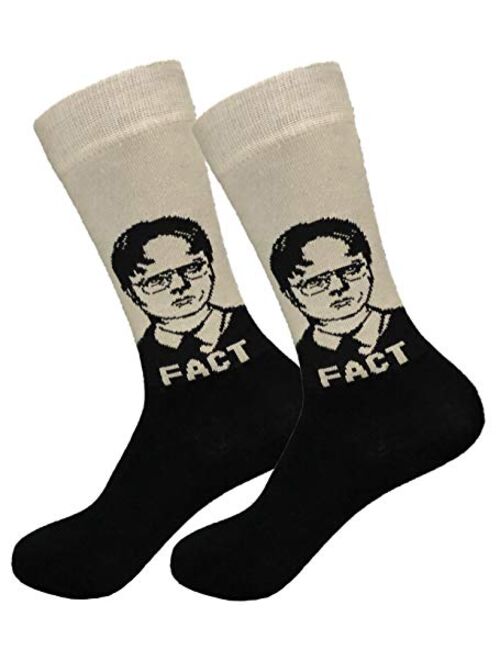 Balanced Co. Dwight Schrute Dress Socks Rainn Wilson Funny Socks Crazy Socks Casual Cotton Crew Socks