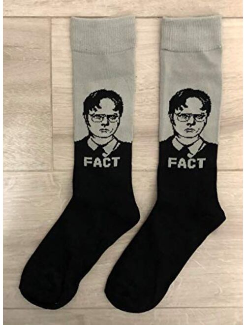 Balanced Co. Dwight Schrute Dress Socks Rainn Wilson Funny Socks Crazy Socks Casual Cotton Crew Socks