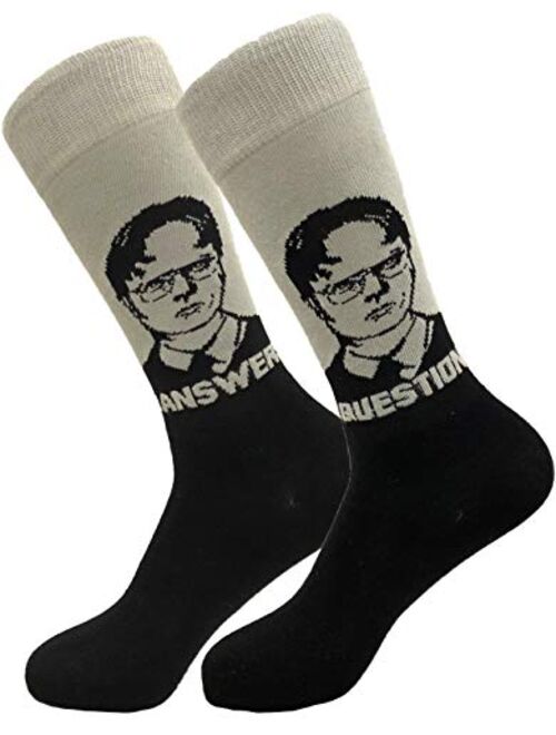 Balanced Co. Dwight Schrute Dress Socks Rainn Wilson Funny Socks Crazy Socks Casual Cotton Crew Socks