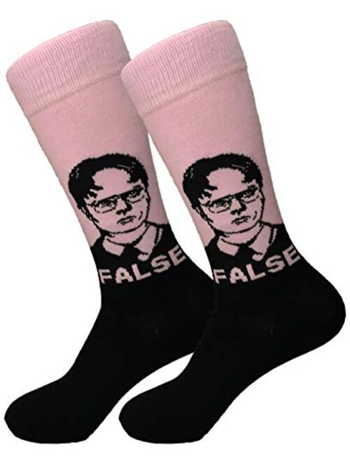 Balanced Co. Dwight Schrute Dress Socks Rainn Wilson Funny Socks Crazy Socks Casual Cotton Crew Socks